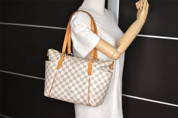 Authentic Louis Vuitton Damier Azur Totally PM Tote Bag White N41280 LV 6915I