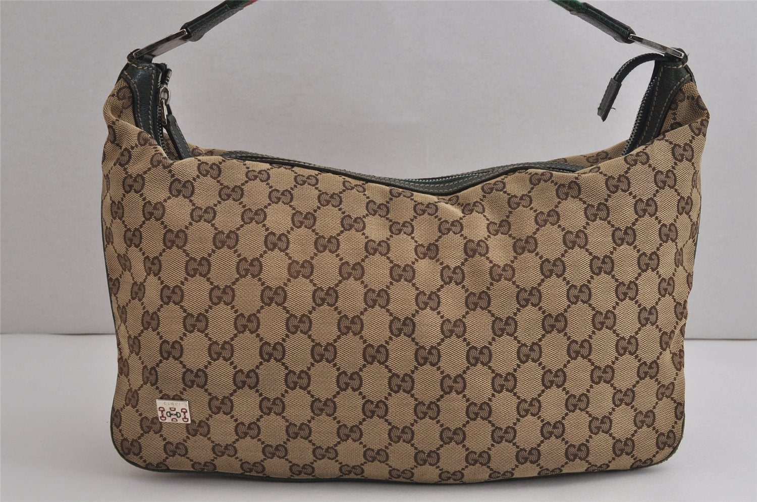 Authentic GUCCI Web Sherry Line Shoulder Hand Bag GG Canvas Leather Brown 6915J