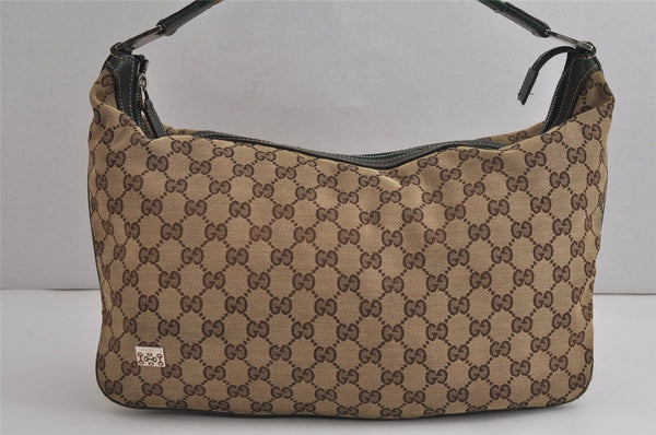 Authentic GUCCI Web Sherry Line Shoulder Hand Bag GG Canvas Leather Brown 6915J