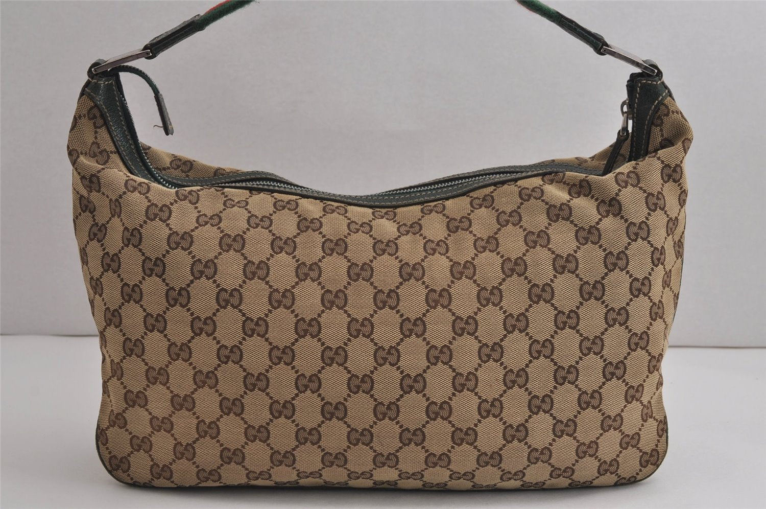 Authentic GUCCI Web Sherry Line Shoulder Hand Bag GG Canvas Leather Brown 6915J