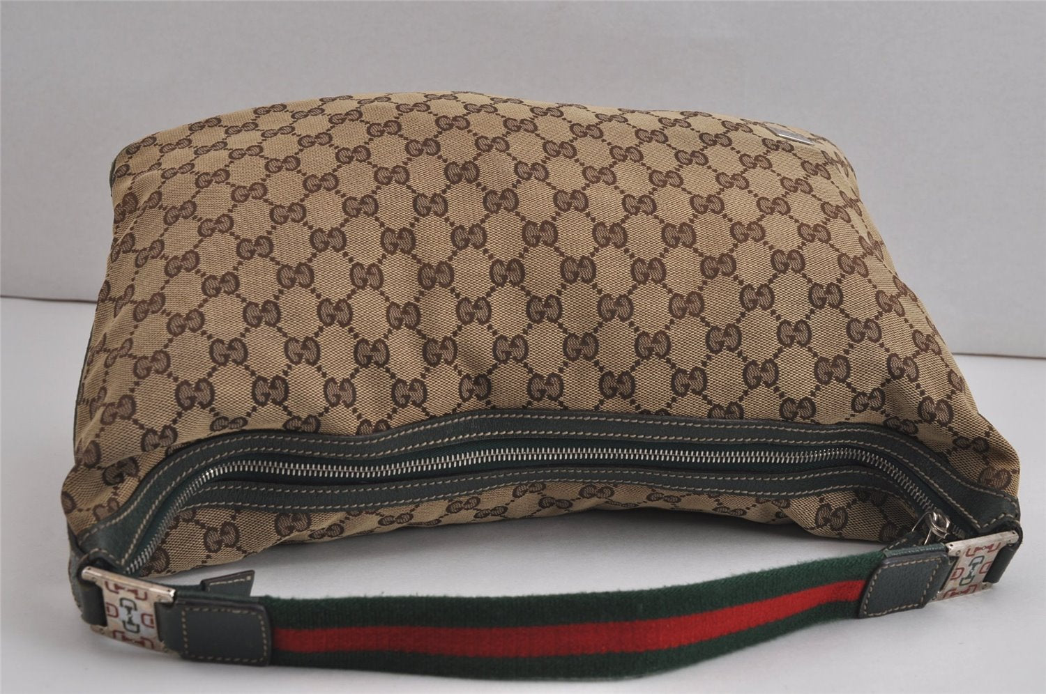 Authentic GUCCI Web Sherry Line Shoulder Hand Bag GG Canvas Leather Brown 6915J