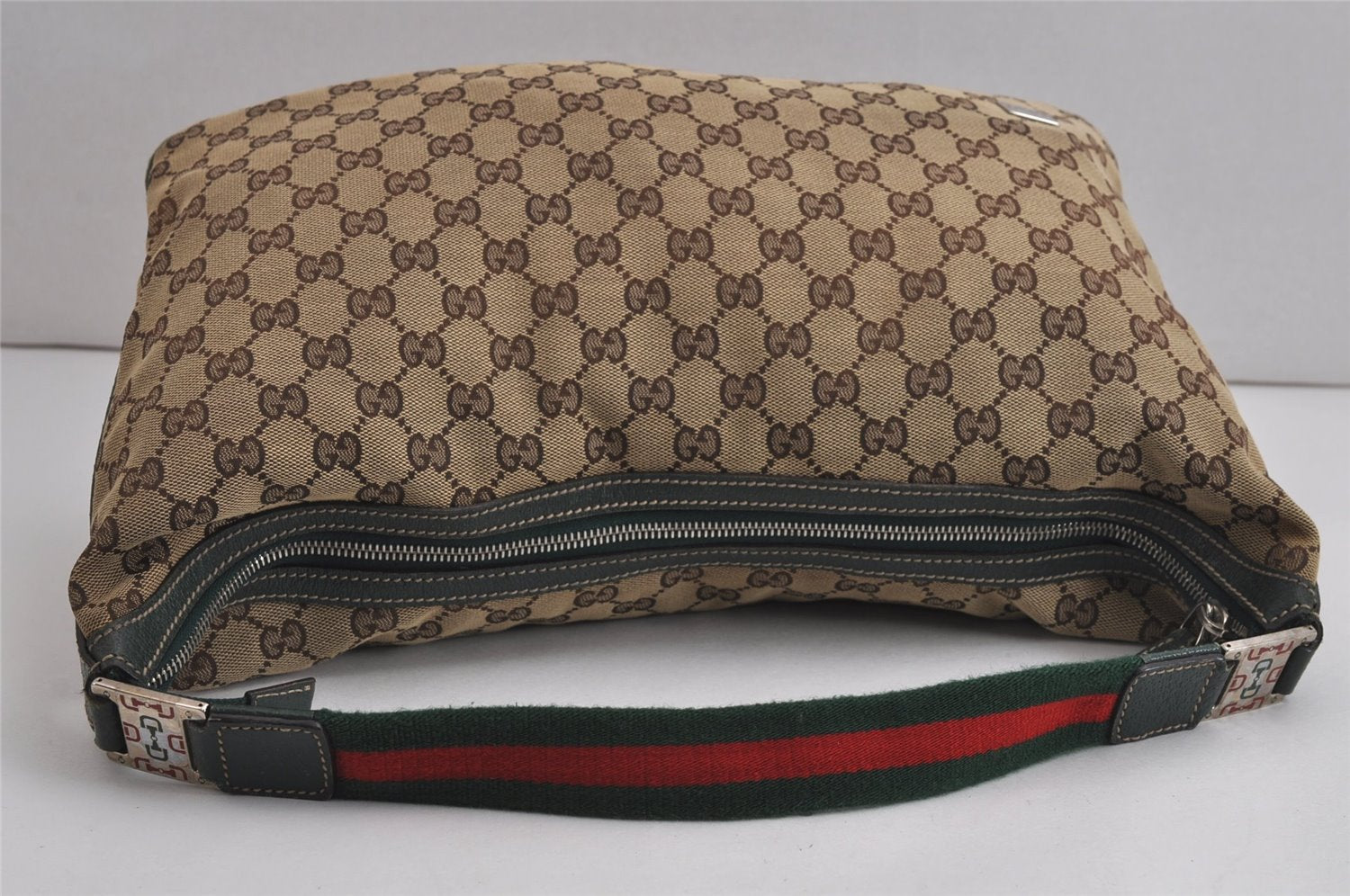 Authentic GUCCI Web Sherry Line Shoulder Hand Bag GG Canvas Leather Brown 6915J