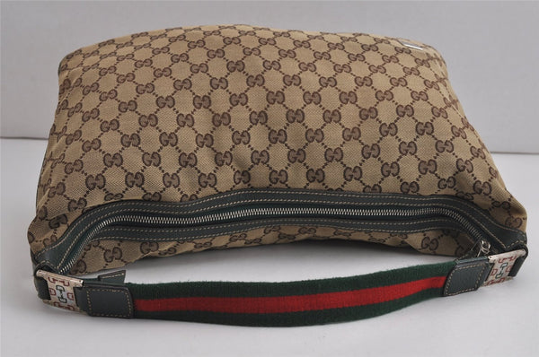 Authentic GUCCI Web Sherry Line Shoulder Hand Bag GG Canvas Leather Brown 6915J