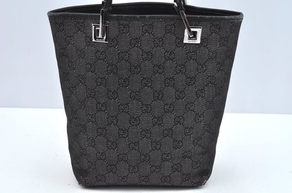 Authentic GUCCI Vintage Shoulder Tote Bag GG Canvas Leather 31244 Black 6918J
