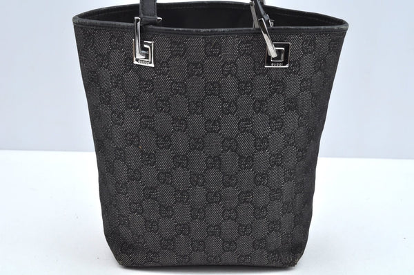 Authentic GUCCI Vintage Shoulder Tote Bag GG Canvas Leather 31244 Black 6918J