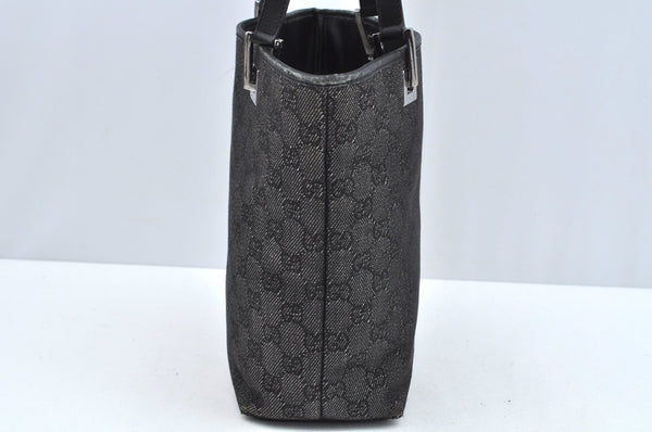 Authentic GUCCI Vintage Shoulder Tote Bag GG Canvas Leather 31244 Black 6918J