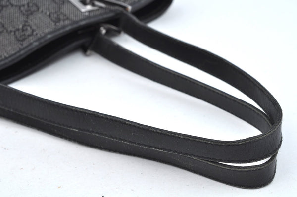 Authentic GUCCI Vintage Shoulder Tote Bag GG Canvas Leather 31244 Black 6918J