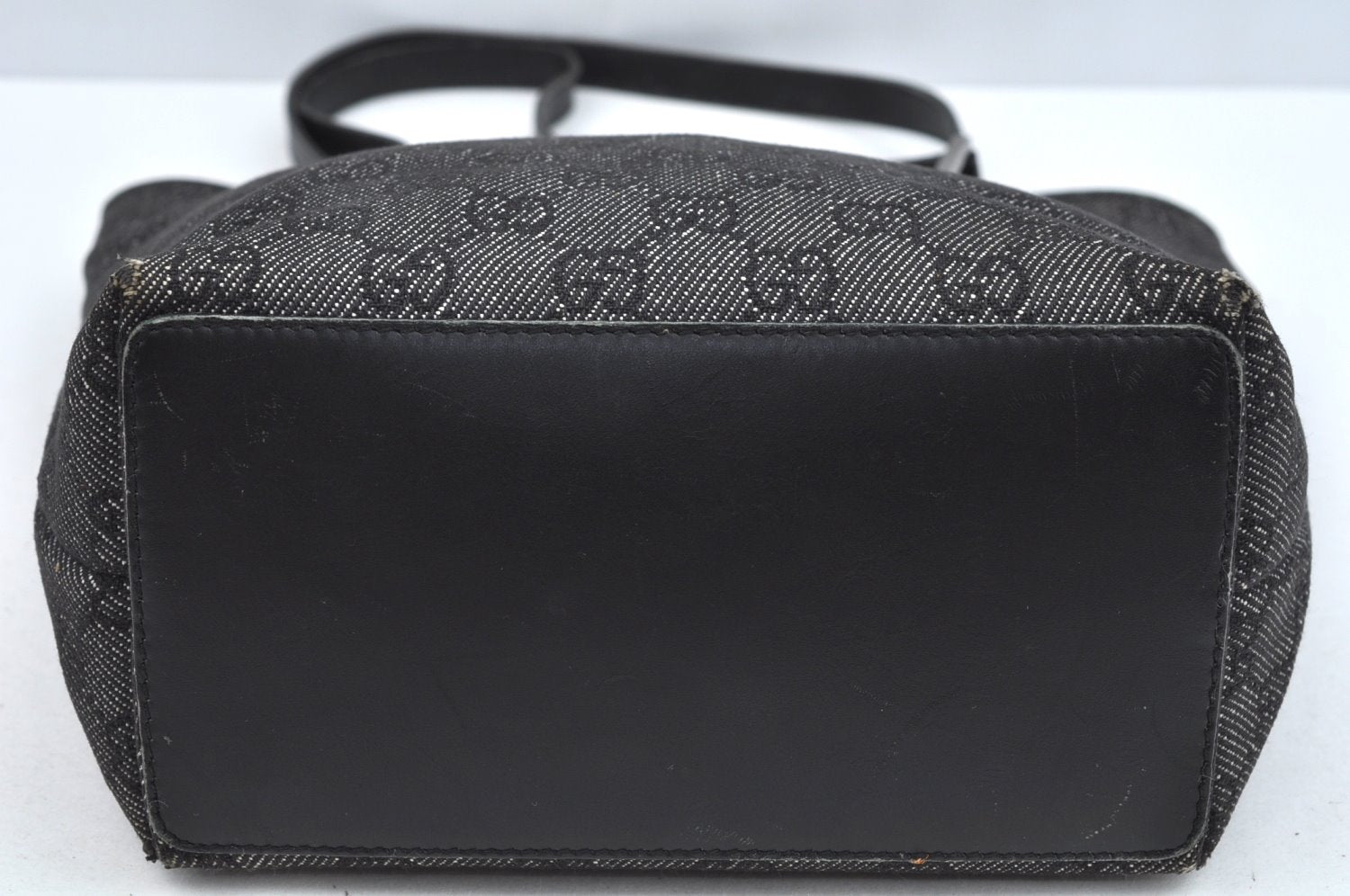 Authentic GUCCI Vintage Shoulder Tote Bag GG Canvas Leather 31244 Black 6918J