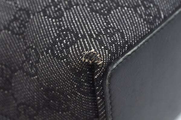 Authentic GUCCI Vintage Shoulder Tote Bag GG Canvas Leather 31244 Black 6918J