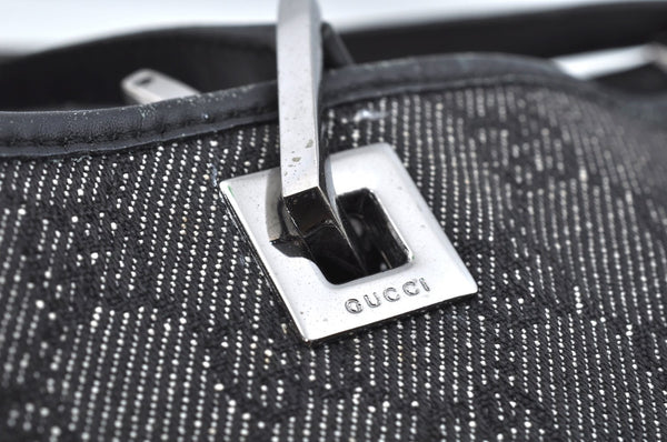 Authentic GUCCI Vintage Shoulder Tote Bag GG Canvas Leather 31244 Black 6918J