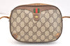 Authentic GUCCI Web Sherry Line Shoulder Bag GG PVC Leather Brown Junk 6918K