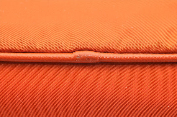 Authentic PRADA Nylon Tessuto Saffiano Leather Hand Bag Pouch Purse Orange 6919I