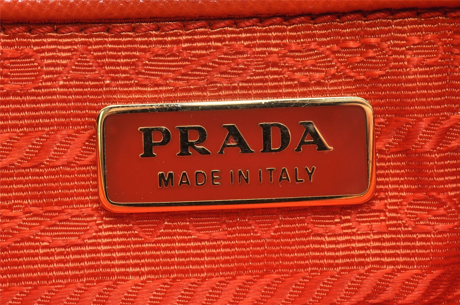 Authentic PRADA Nylon Tessuto Saffiano Leather Hand Bag Pouch Purse Orange 6919I