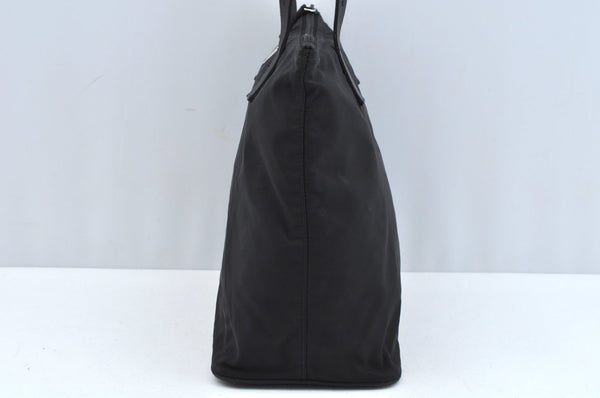 Authentic PRADA Vintage Nylon Tessuto Leather Tote Hand Bag Black 6920J