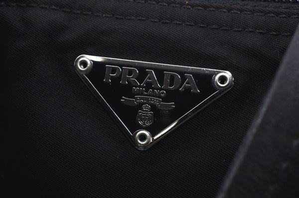 Authentic PRADA Vintage Nylon Tessuto Leather Tote Hand Bag Black 6920J