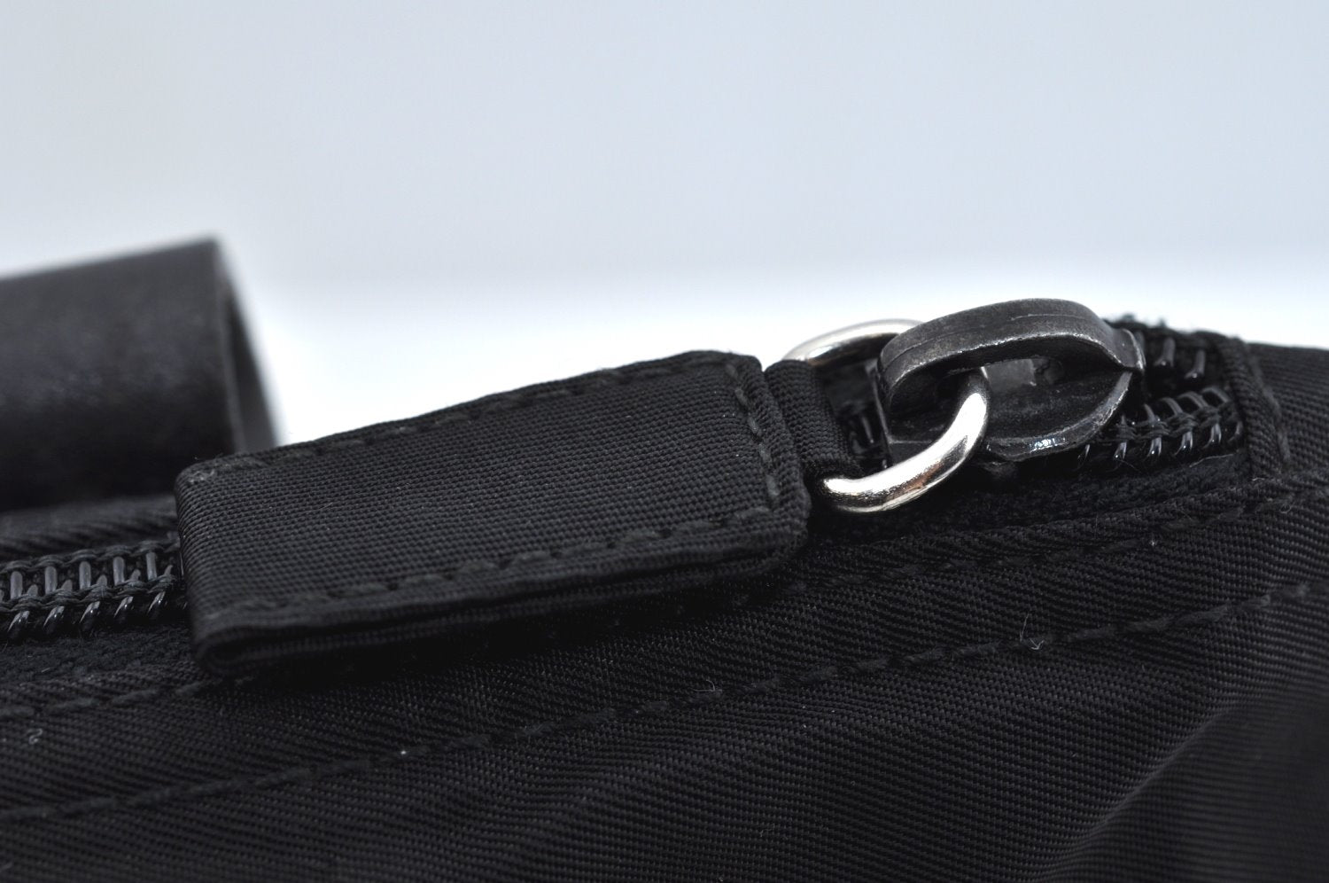 Authentic PRADA Vintage Nylon Tessuto Leather Tote Hand Bag Black 6920J