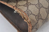 Authentic GUCCI Web Sherry Line Clutch Hand Bag Purse GG PVC Leather Brown 6920K