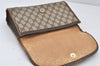 Authentic GUCCI Web Sherry Line Clutch Hand Bag Purse GG PVC Leather Brown 6920K