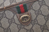 Authentic GUCCI Web Sherry Line Shoulder Bag GG PVC Leather Brown Junk 6921K