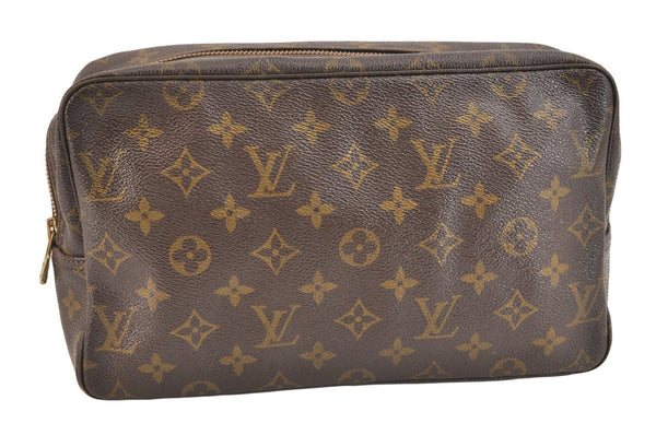 Auth Louis Vuitton Monogram Trousse Toilette 28 Clutch Hand Bag M47522 LV 6922K