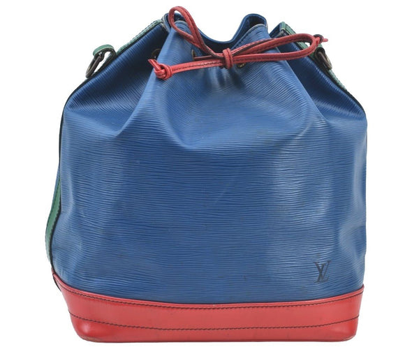 Auth Louis Vuitton Epi Noe Tricolor Blue Red Green Drawstring Bag Junk LV 6923H