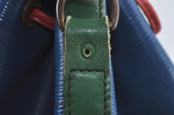 Auth Louis Vuitton Epi Noe Tricolor Blue Red Green Drawstring Bag Junk LV 6923H