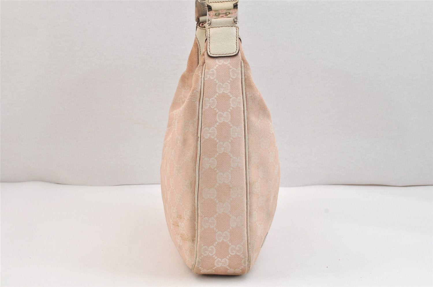 Authentic GUCCI Sherry Line Shoulder Bag GG Canvas Leather 145757 Pink 6923K