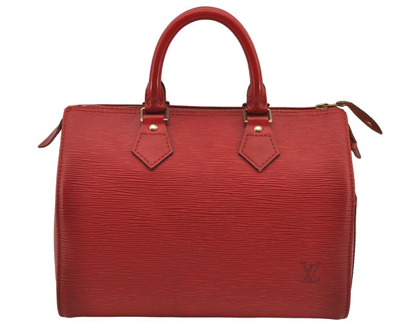 Authentic Louis Vuitton Epi Speedy 25 Hand Boston Bag Red M43017 LV 6924J