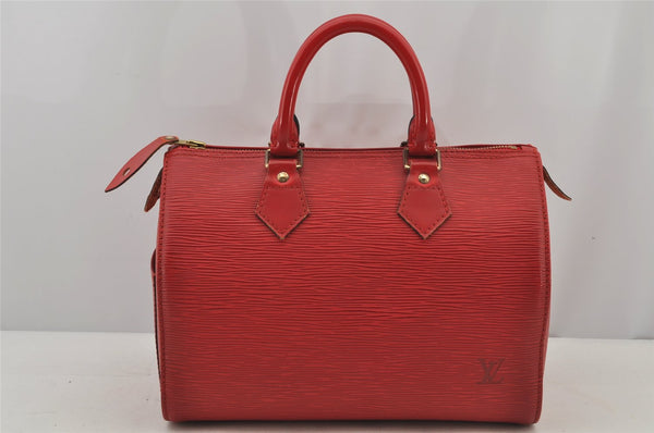 Authentic Louis Vuitton Epi Speedy 25 Hand Boston Bag Red M43017 LV 6924J