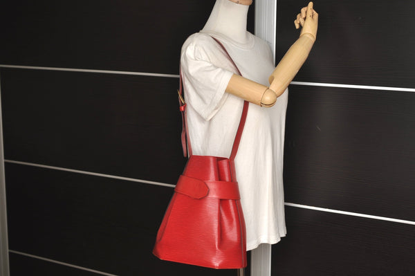 Auth Louis Vuitton Epi Sac De Paule PM Shoulder Cross Bag Red M80207 LV 6925J