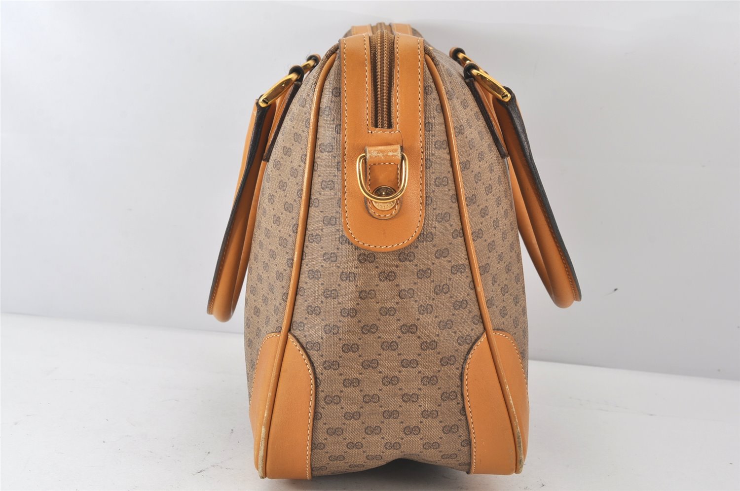 Authentic GUCCI Vintage Micro GG PVC Leather 2Way Shoulder Hand Bag Brown 6925K