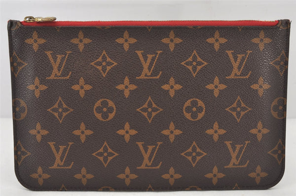 Authentic Louis Vuitton Monogram Neverfull GM Pouch Purse Clutch Bag Red 6928K