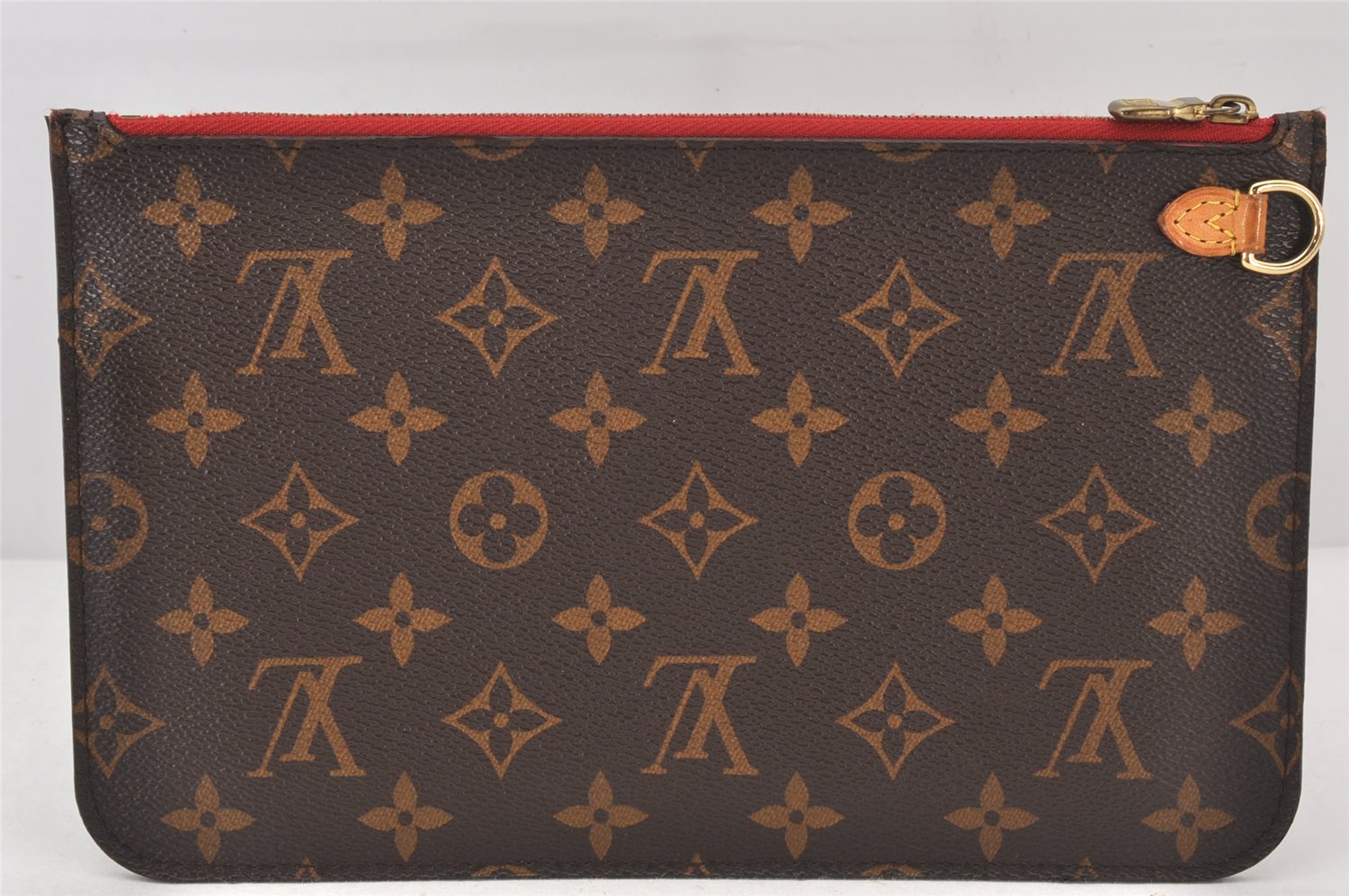 Authentic Louis Vuitton Monogram Neverfull GM Pouch Purse Clutch Bag Red 6928K