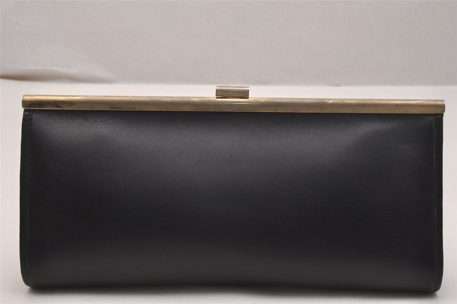 Authentic Christian Dior Clutch Hand Bag Purse Leather Black CD Box 6935J
