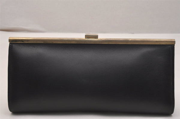 Authentic Christian Dior Clutch Hand Bag Purse Leather Black CD Box 6935J