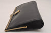 Authentic Christian Dior Clutch Hand Bag Purse Leather Black CD Box 6935J
