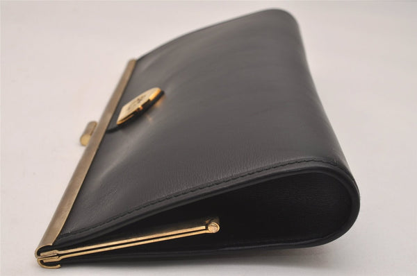 Authentic Christian Dior Clutch Hand Bag Purse Leather Black CD Box 6935J