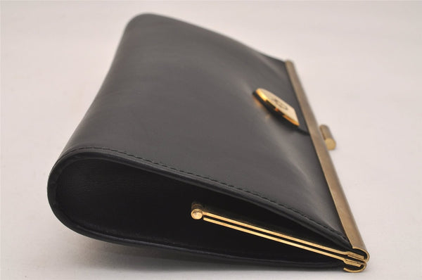 Authentic Christian Dior Clutch Hand Bag Purse Leather Black CD Box 6935J