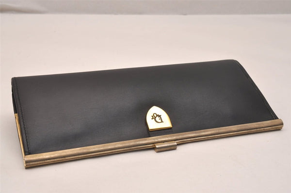 Authentic Christian Dior Clutch Hand Bag Purse Leather Black CD Box 6935J
