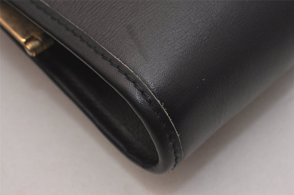 Authentic Christian Dior Clutch Hand Bag Purse Leather Black CD Box 6935J