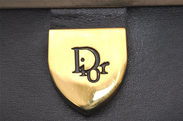 Authentic Christian Dior Clutch Hand Bag Purse Leather Black CD Box 6935J
