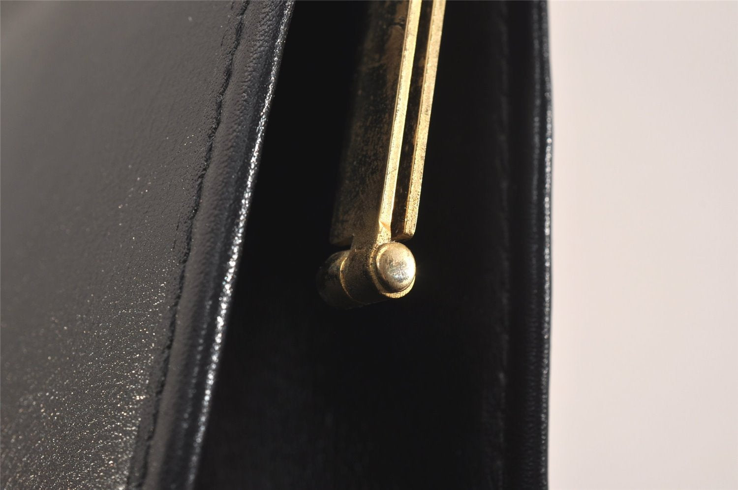 Authentic Christian Dior Clutch Hand Bag Purse Leather Black CD Box 6935J