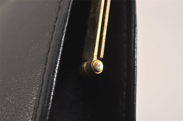 Authentic Christian Dior Clutch Hand Bag Purse Leather Black CD Box 6935J