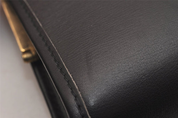 Authentic Christian Dior Clutch Hand Bag Purse Leather Black CD Box 6935J