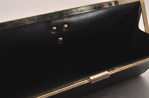 Authentic Christian Dior Clutch Hand Bag Purse Leather Black CD Box 6935J
