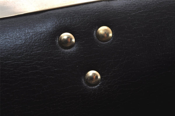 Authentic Christian Dior Clutch Hand Bag Purse Leather Black CD Box 6935J