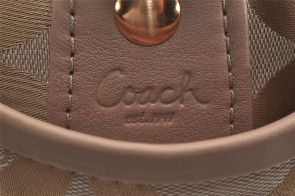 Authentic COACH Op Art Shoulder Hand Bag Canvas Leather 13439 Beige 6936J