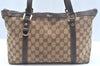 Authentic GUCCI Abbey Shoulder Tote Bag GG Canvas Leather 141470 Brown 6943H