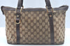 Authentic GUCCI Abbey Shoulder Tote Bag GG Canvas Leather 141470 Brown 6943H