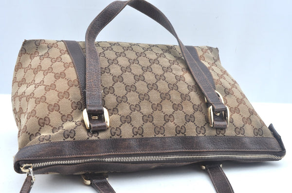 Authentic GUCCI Abbey Shoulder Tote Bag GG Canvas Leather 141470 Brown 6943H